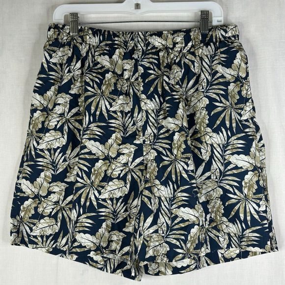 Roundtree & Yorke Swim Suit Mens Large Caribbean Blue Tropical Floral Fern Lined - Picture 1 of 11